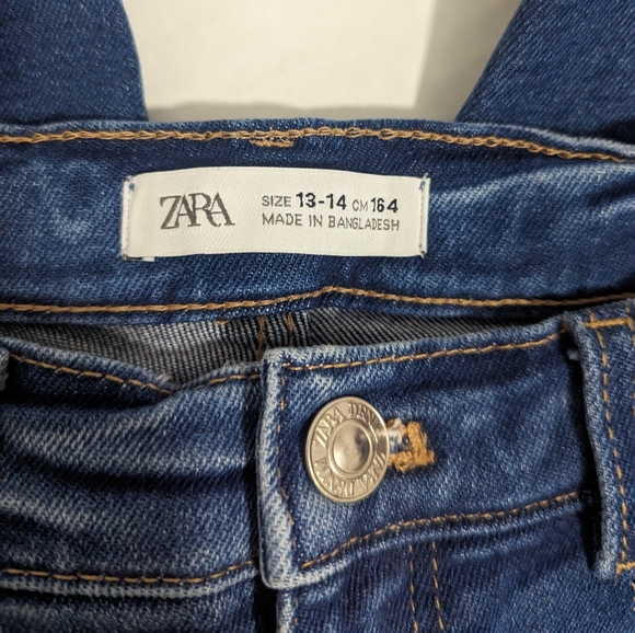 ZARA Ripped Frayed Hem Denim Jeans Adjustable Waistband Girls Size 13/14 - Picture 8 of 8